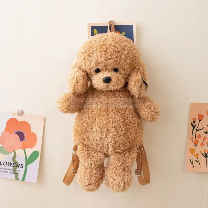 Plush Puppy Backpack - Beige