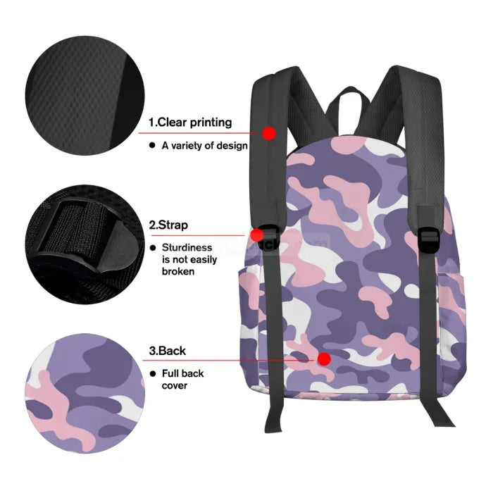 Purple Camouflage Backpack - Purple