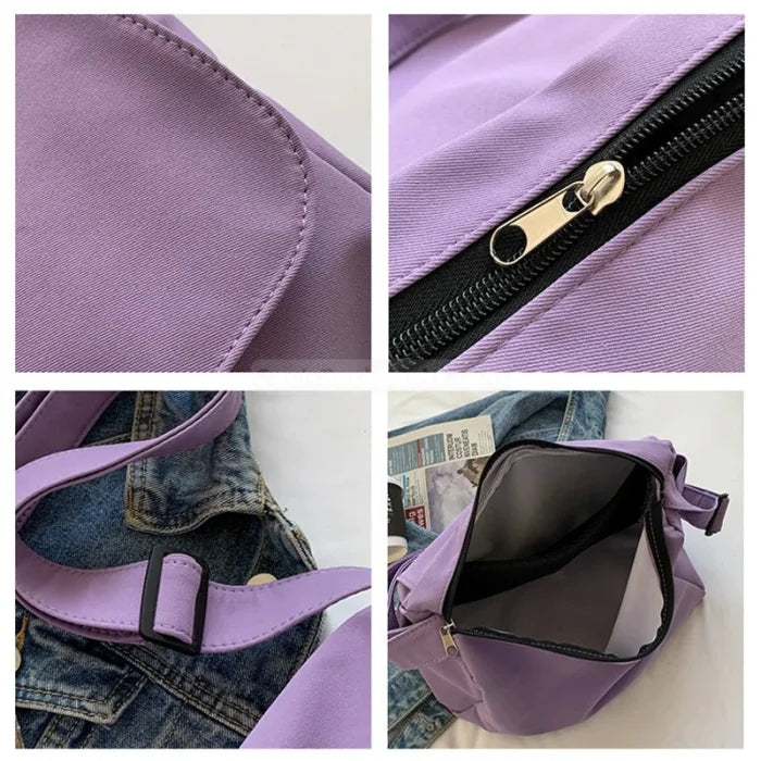 Purple Canvas Messenger Bag