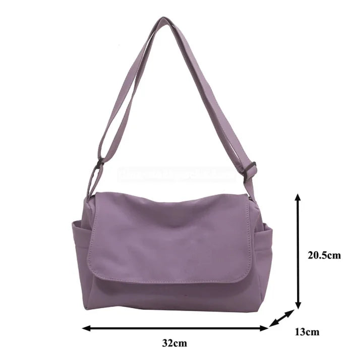 Purple Canvas Messenger Bag