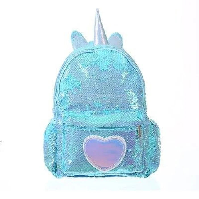 Purple Sparkly Unicorn Backpack - Blue (L)