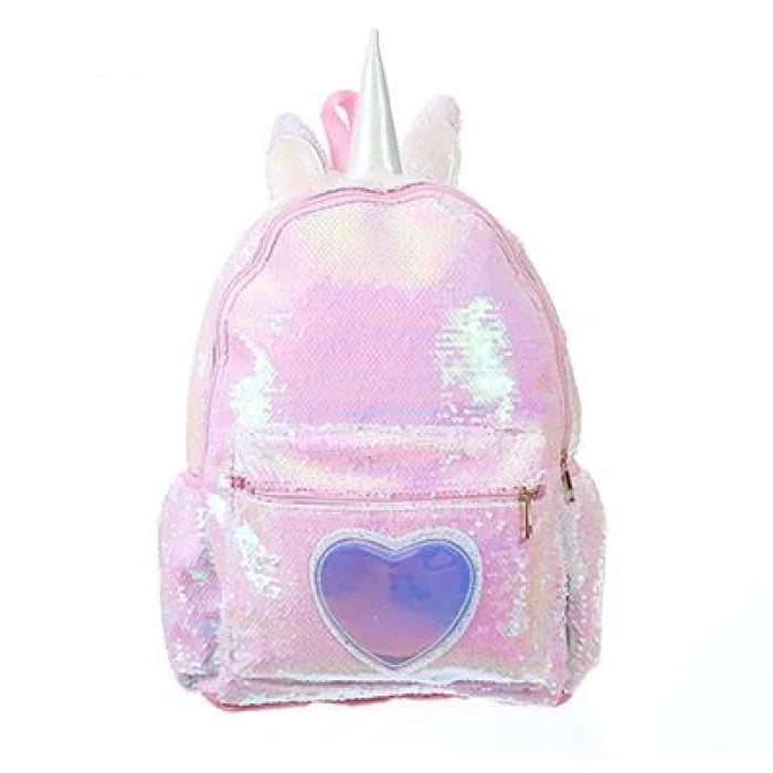 Purple Sparkly Unicorn Backpack - Pink (L)