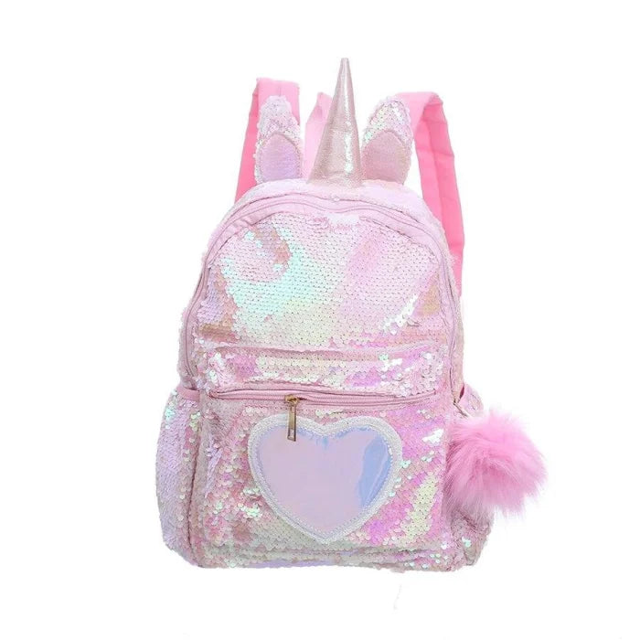 Purple Sparkly Unicorn Backpack - Pink (S)