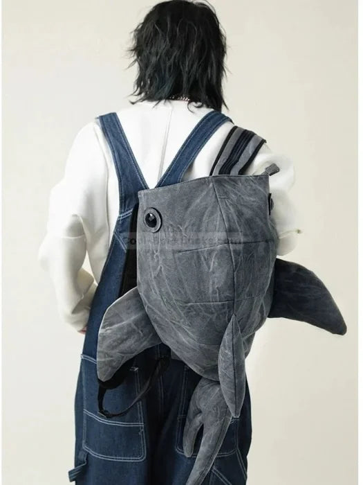 Shark Plush Backpack - Black