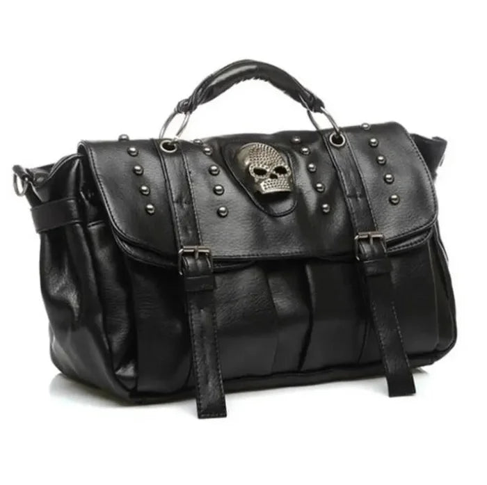 Skull Messenger Bag - Black