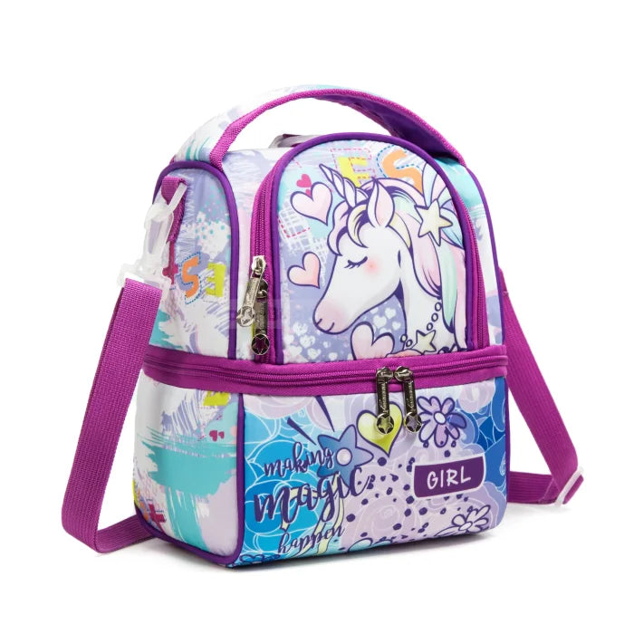 Toddler backpack and Lunch Box - Purple unicorn