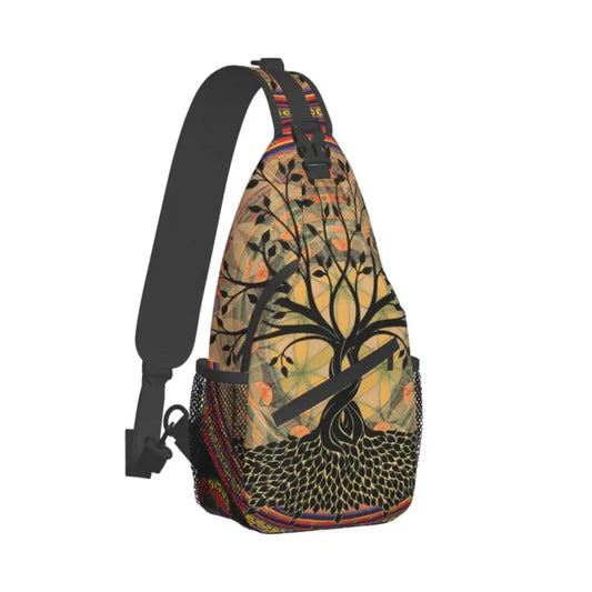 Tree of Life Messenger Bag - Beige / 30x21x6.5CM