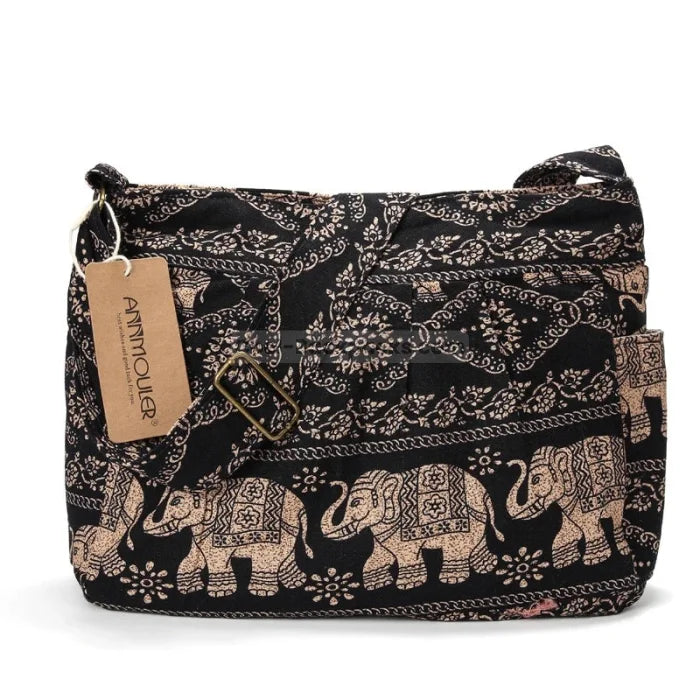 Tribal Messenger Bag - Black