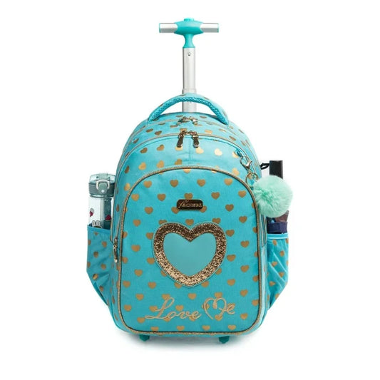 Turquoise Rolling Backpack