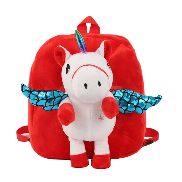 Unicorn Plush Backpack - red