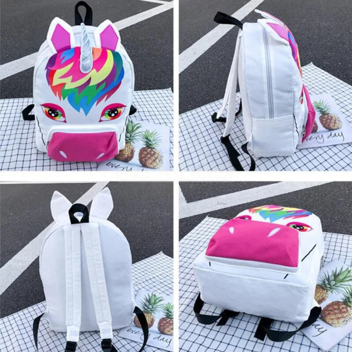 White Rainbow Unicorn Backpack - 28x11x40cm