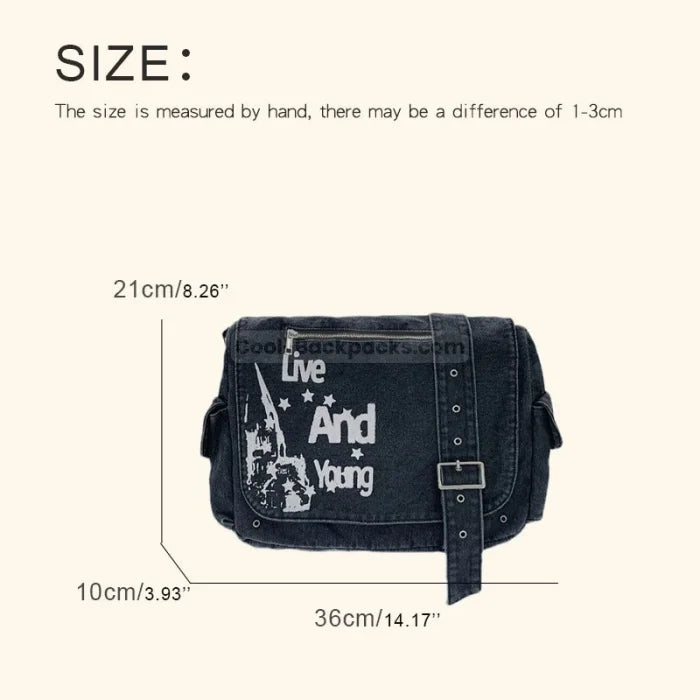 Y2K Messenger Bag - Black